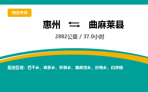 惠州到曲麻莱县物流公司